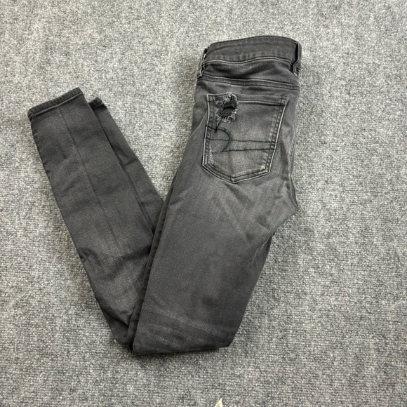 American Eagle Outfitters Denim - AMERICAN EAGLE Women’s Black AEO Denim Super Stretch Jeggings distressed…